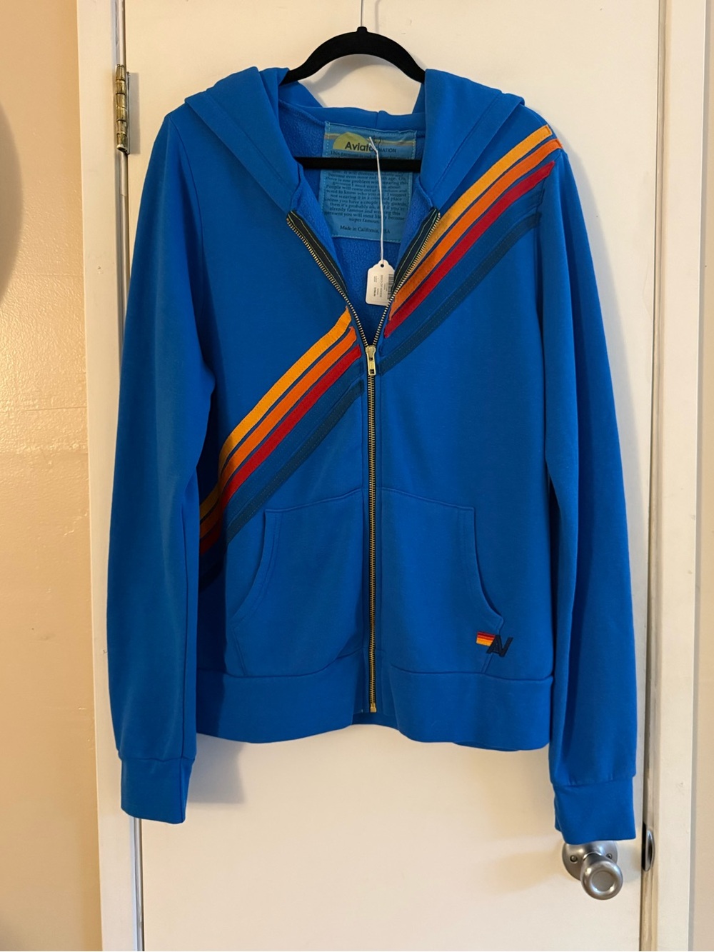 Aviator Nation 5 Stripe Zip Up Hoodie